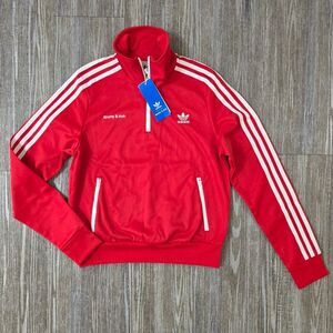 Adidas Sporty & Rich TT Red White Quarter-Zip Track Jacket Zip Pockets Women's S